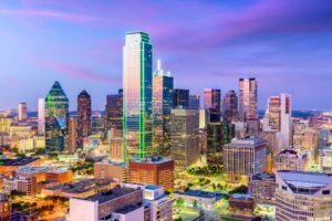 Downtown Dallas skyline and premium transportation service
